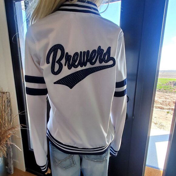 Milwaukee Brewers G-III 4Her by Carl Banks White Full-Zip Track Jacket Medium - Picture 6 of 6